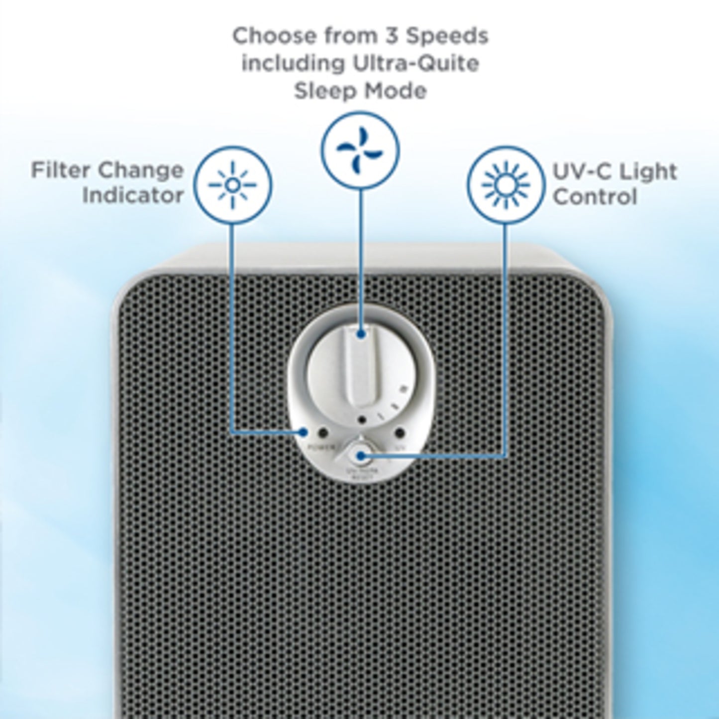 GermGuardian AC4900 HEPA PURE™ 22" Tower Air Purifier (3-speed 3-stage UV-C filtration, gray)