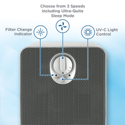 GermGuardian AC4900 HEPA PURE™ 22" Tower Air Purifier (3-speed 3-stage UV-C filtration, gray)