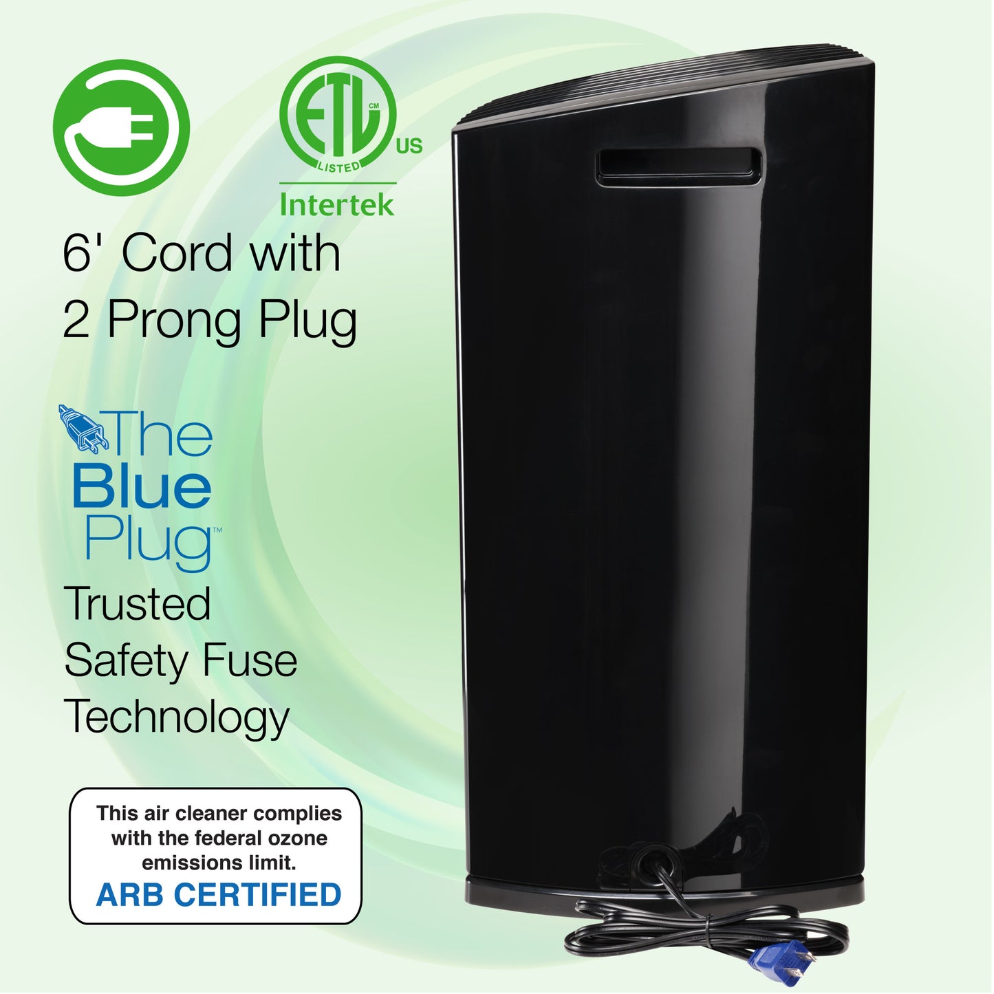 Lasko LP450 HEPA 22" Tower Air Purifier (4-speed 2-stage filtration, black)