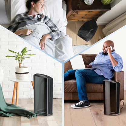 Lasko LP450 HEPA 22" Tower Air Purifier with Alexa (4-speed 2-stage filtration, black)