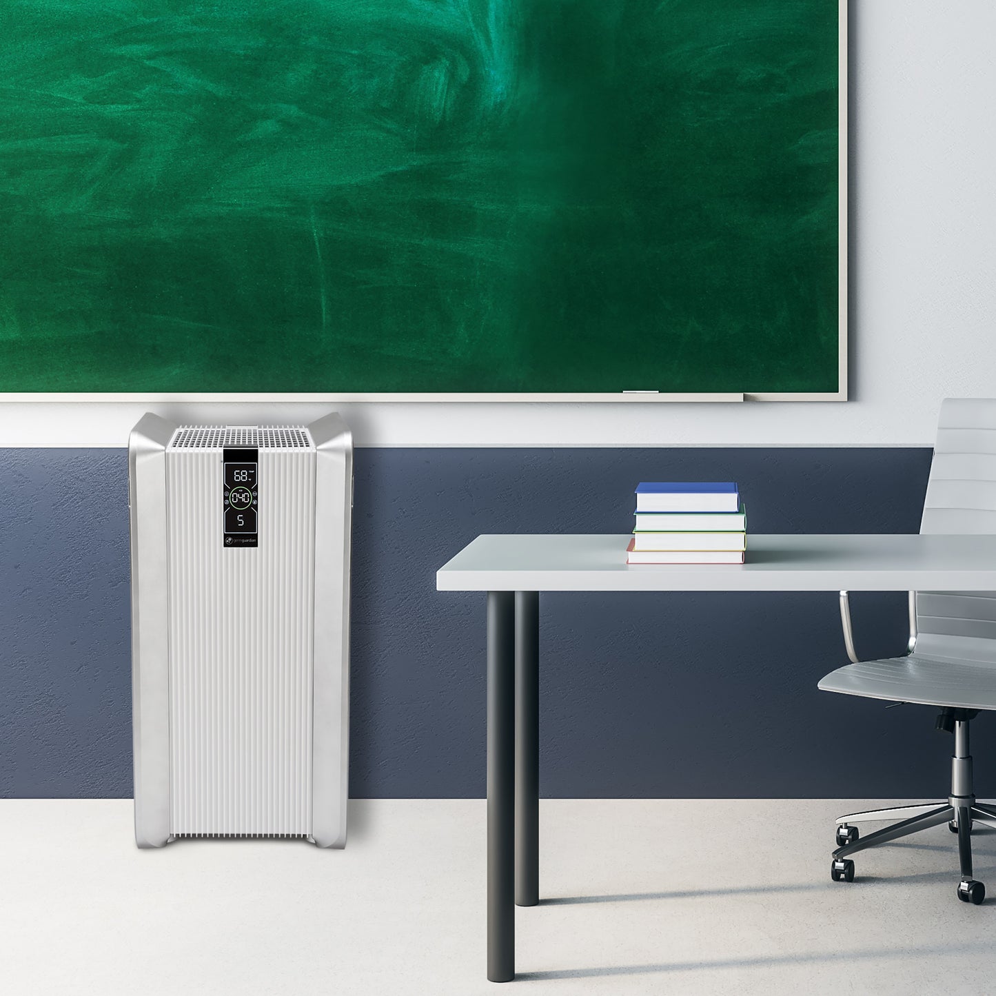GermGuardian AC6100 PRO HEPA PURE™ 30" Console Air Purifier & Air Quality Monitor (5-speed 4-stage filtration, white)