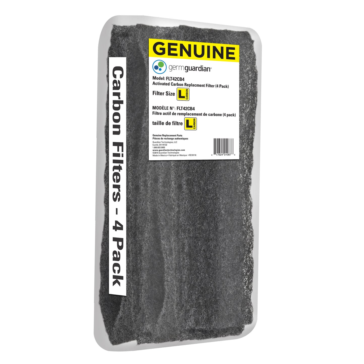GermGuardian FLT42CB4 GENUINE Carbon Filter Replacements for 13.5-inch Air Purifiers, 4-Pack