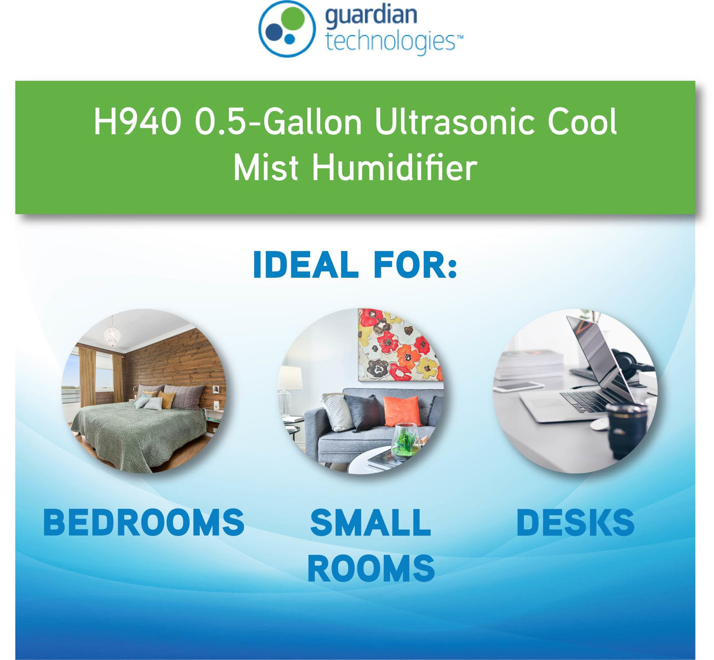 PureGuardian H940AR 0.5-Gallon Ultrasonic Cool Mist Humidifier with Aromatherapy Tray