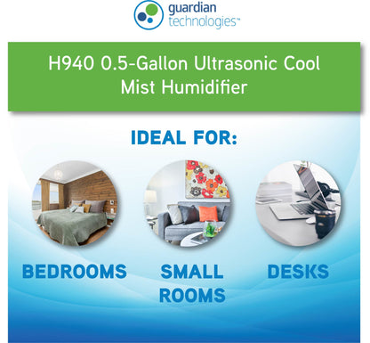 PureGuardian H940AR 0.5-Gallon Ultrasonic Cool Mist Humidifier with Aromatherapy Tray