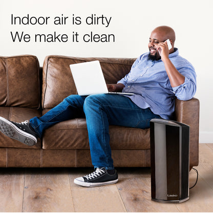 Lasko LP450 HEPA 22" Tower Air Purifier (4-speed 2-stage filtration, black)
