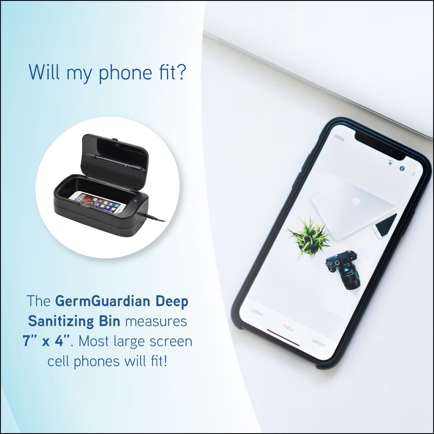 GermGuardian Portable Compact Phone UV-C Sanitizer with Total Clean Sanitizing Cycle