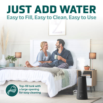 PureGuardian H5665B 90-Hour, 1.5 Gallon Warm and Cool Mist Ultrasonic Humidifier with Humidistat and UV-C
