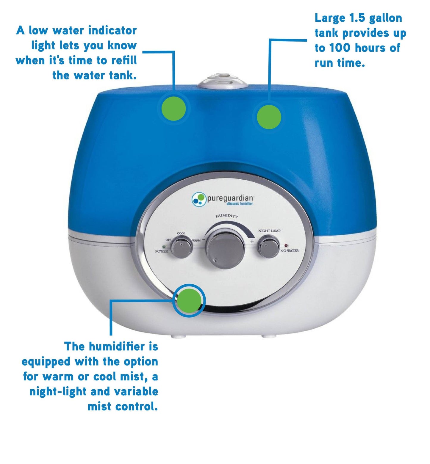 PureGuardian H1510 Ultrasonic Warm Mist & Ultrasonic Cool Mist Humidifier