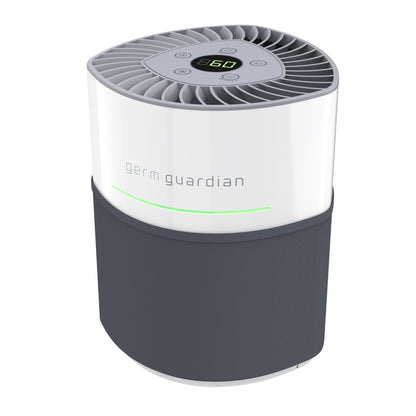 GermGuardian AC3050 AirSafe+ HEPA PURE™ 14" Table Top Air Purifier & Air Quality Sensor (360° 3-speed 4-stage UV-C filtration, white/gray)