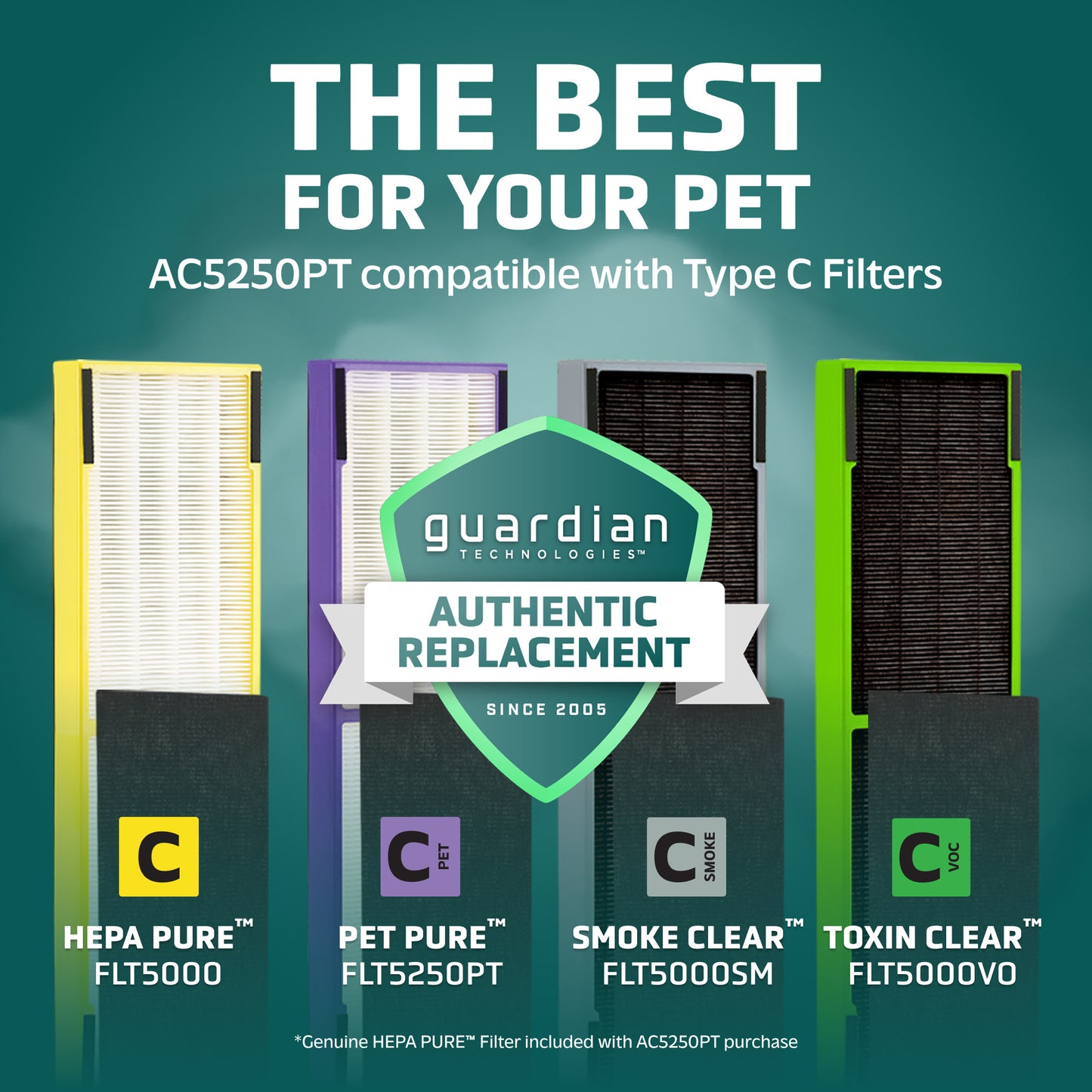 GermGuardian AC5250 PET PURE™ 28" Tower Air Purifier (5-speed 3-stage UV-C filtration, gray)