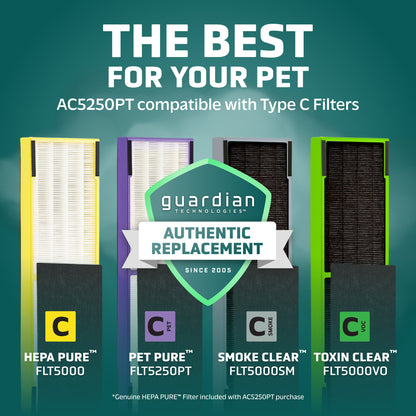 GermGuardian AC5250 PET PURE™ 28" Tower Air Purifier (5-speed 3-stage UV-C filtration, gray)