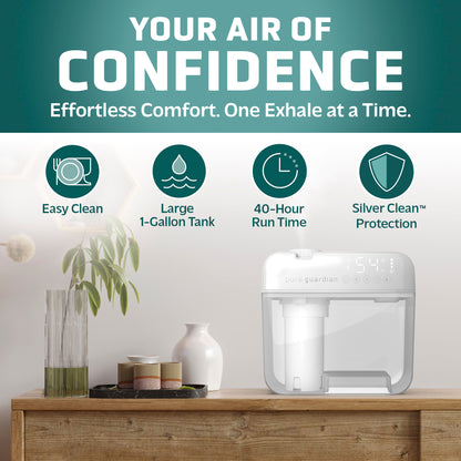 PureGuardian H1050W 1.2 Gallon Cool Mist Ultrasonic Humidifier, White