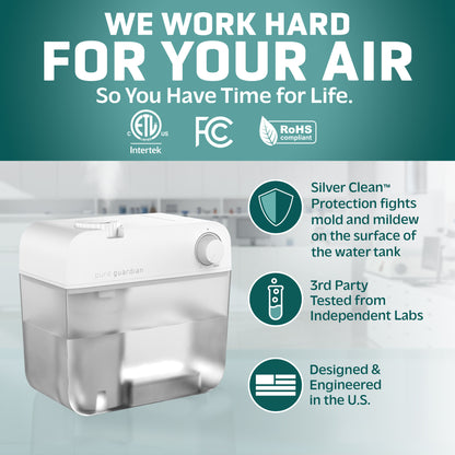 PureGuardian H1035W 40-Hour, 1-Gallon, Easy to Clean Cool Mist Ultrasonic Humidifier