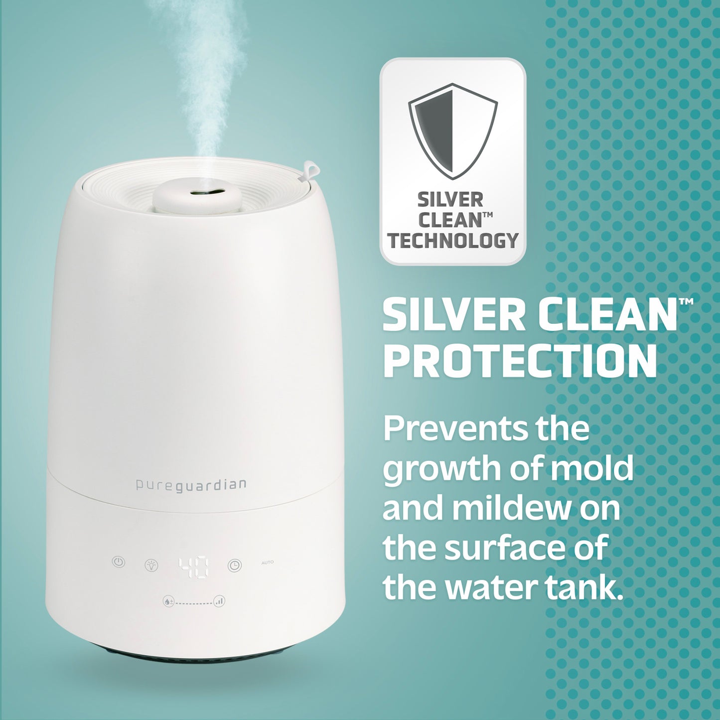 PureGuardian H955W 30-Hour Ultrasonic Top Fill Cool Mist Humidifier with Humidistat, .50 Gallon