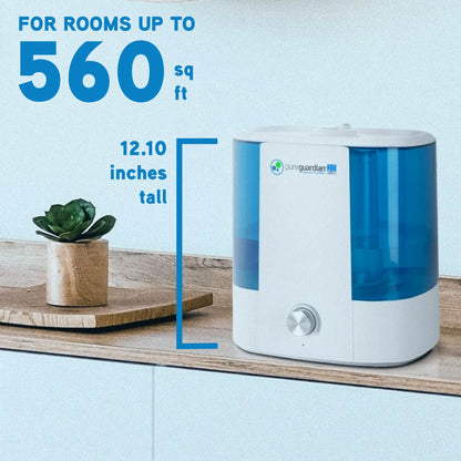 PureGuardian H5175W Top Fill Ultrasonic Cool Mist Humidifier with Aromatherapy Tray, 2 Gallon, 120 Hour Run Time