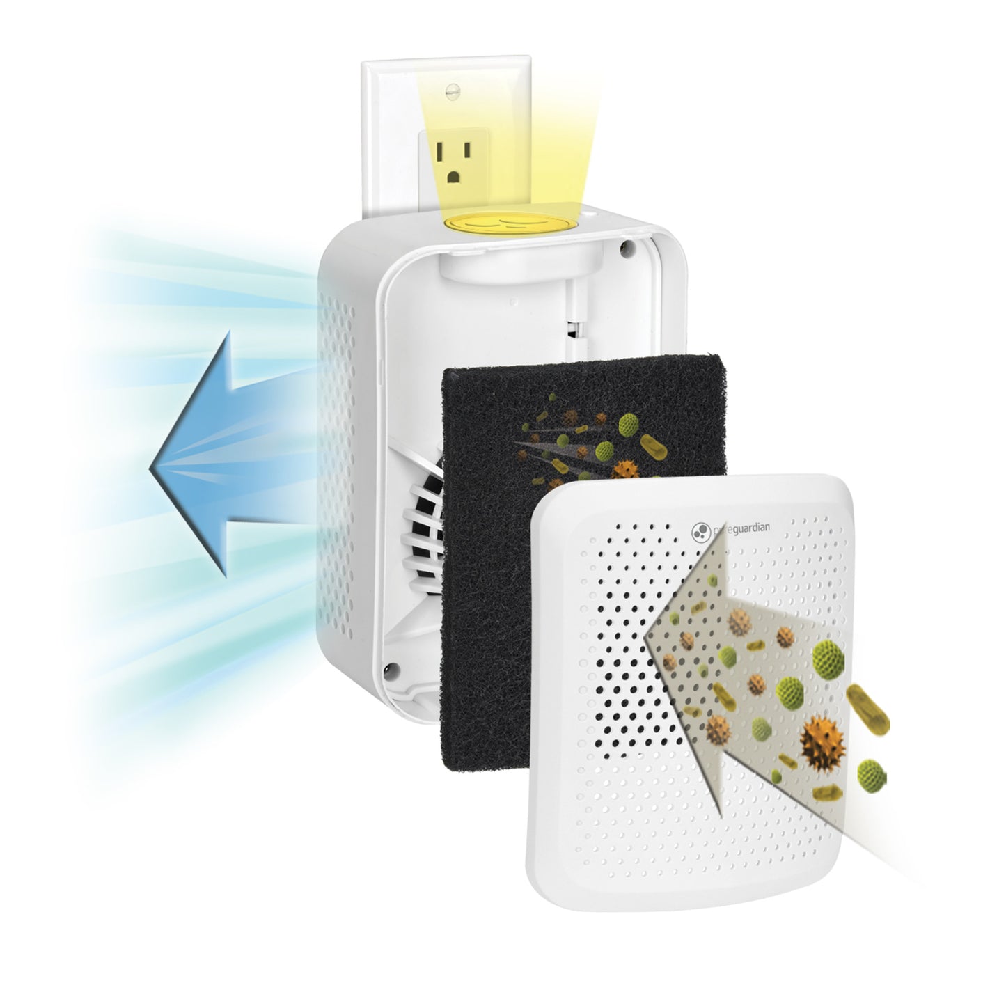 PureGuardian AP201 7" Pluggable Air Purifier (2-stage filtration, white)