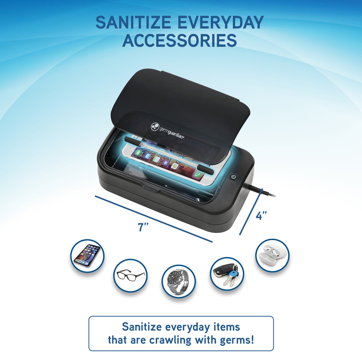 GermGuardian Portable Compact Phone UV-C Sanitizer with Total Clean Sanitizing Cycle