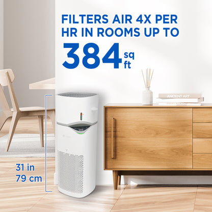PureGuardian APH406 HEPA PURE™ 30" Console Air Purifier & 0.8 gallon Humidifier (360° 3-speed 3-stage filtration, white)