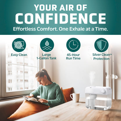 PureGuardian H1035W 40-Hour, 1-Gallon, Easy to Clean Cool Mist Ultrasonic Humidifier