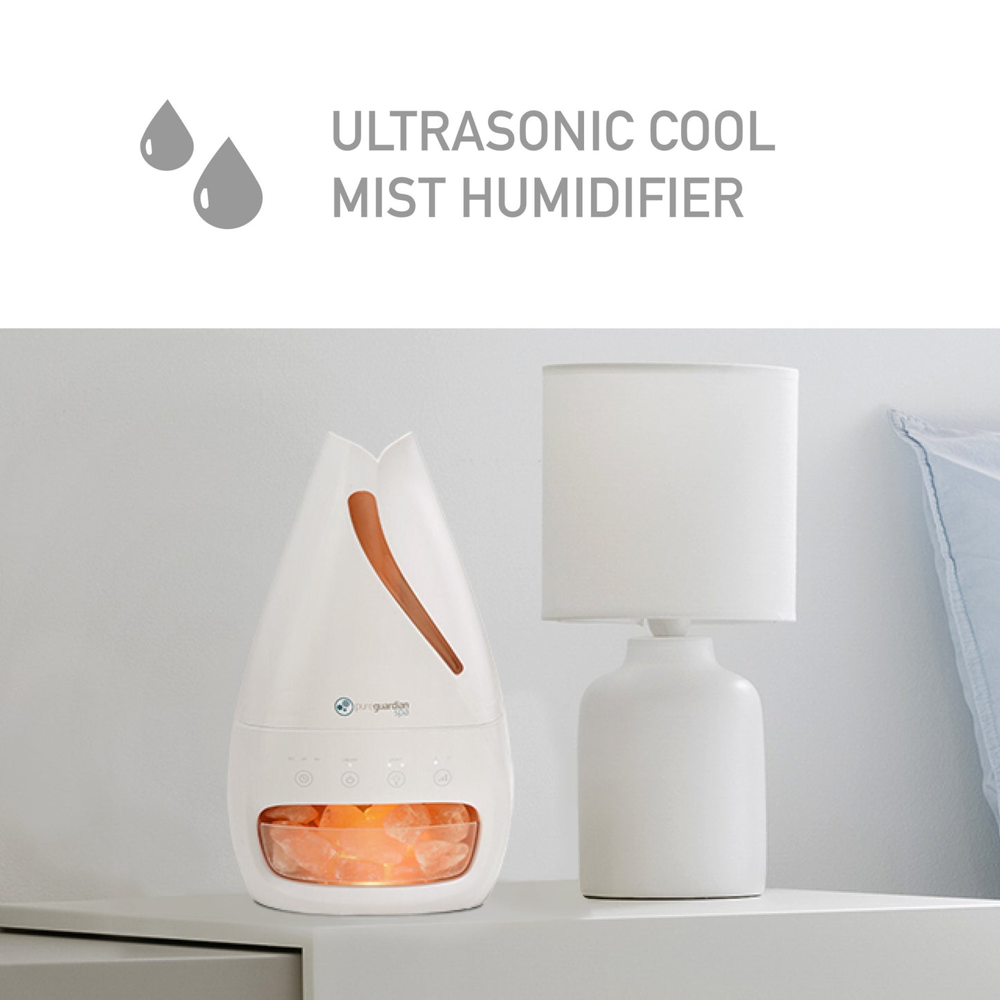PureGuardian 3-in-1 Cool Mist Humidifier Salt Lamp with Aromatherapy Tray
