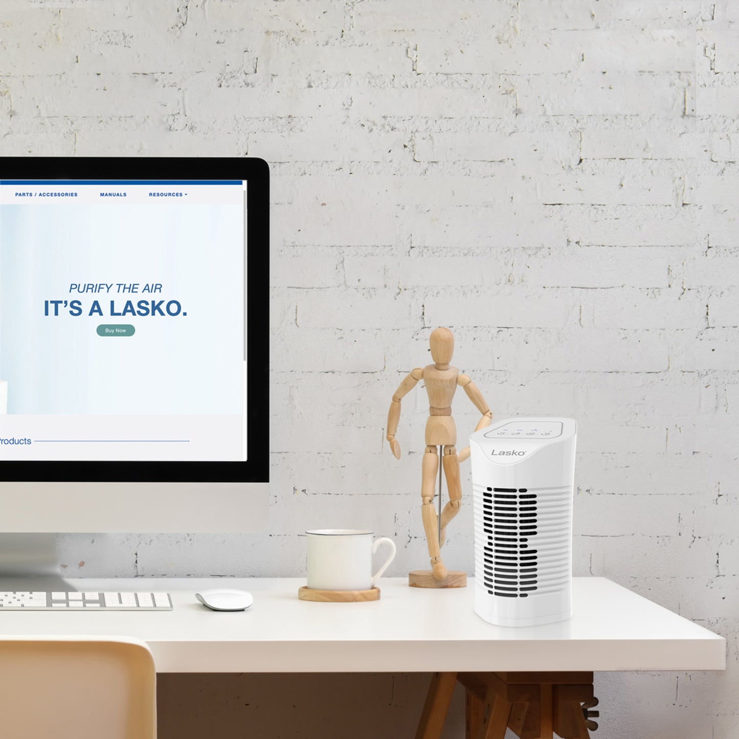 Lasko HF11200 HEPA 11" Table Top Air Purifier (3-speed 3-stage filtration, white)