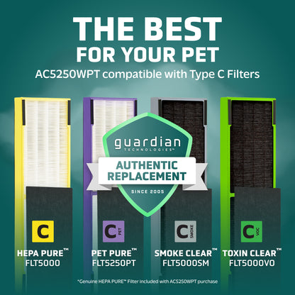 GermGuardian AC5250 PET PURE™ 28" Tower Air Purifier (5-speed 3-stage UV-C filtration, white)