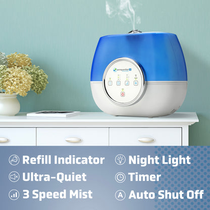 PureGuardian H4810AR 2-Gallon Ultrasonic Warm Mist & Cool Mist Humidifier with Aromatherapy Tray