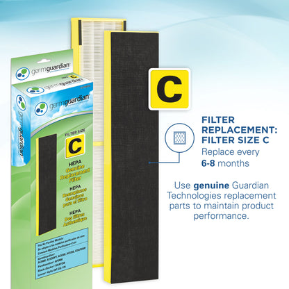 GermGuardian AC5300 HEPA PURE™ 28" Tower Air Purifier (3-speed 3-stage UV-C filtration, black)