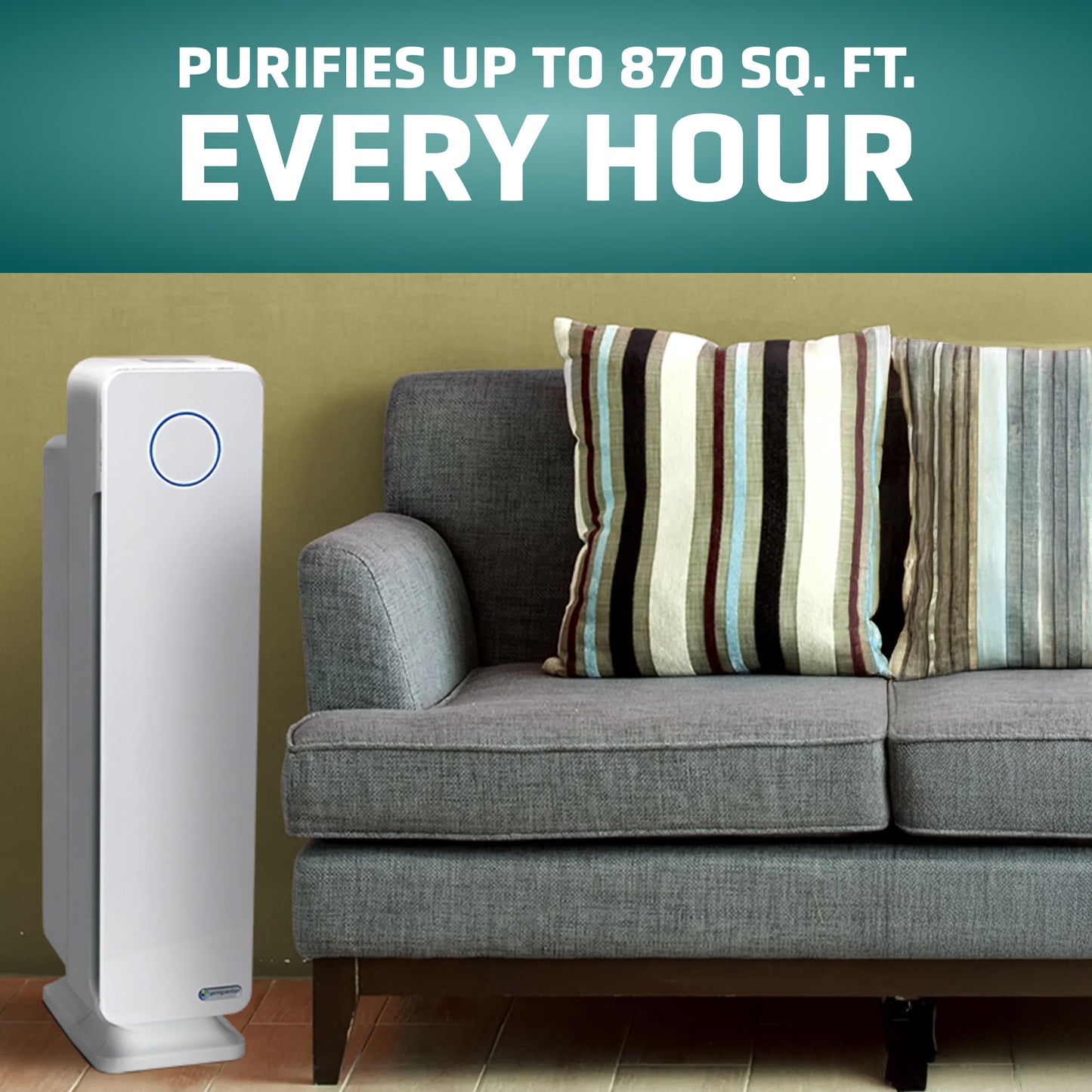 GermGuardian AC5350 HEPA PURE™ 28" Tower Air Purifier (5-speed 3-stage UV-C filtration, white)
