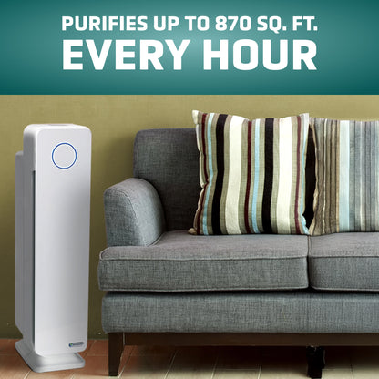 GermGuardian AC5350 HEPA PURE™ 28" Tower Air Purifier (5-speed 3-stage UV-C filtration, white)