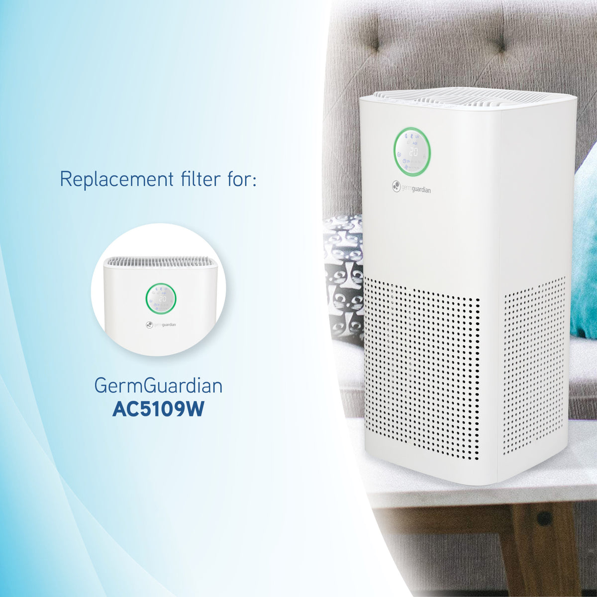 GermGuardian FLT51CB4 Carbon Replacement Filter O for AC5109W Air Purifier, 4 Pack