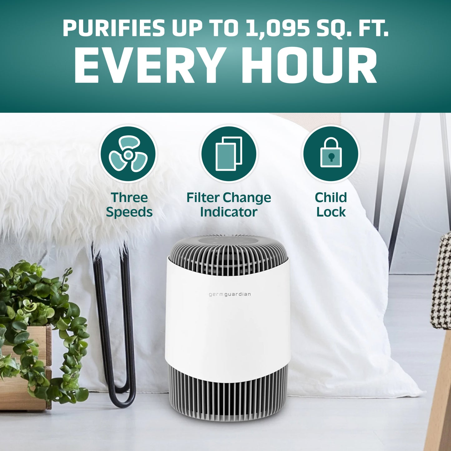 GermGuardian AC151 Compact Air Purifier with HEPA Filter, Odor Control & UV-C