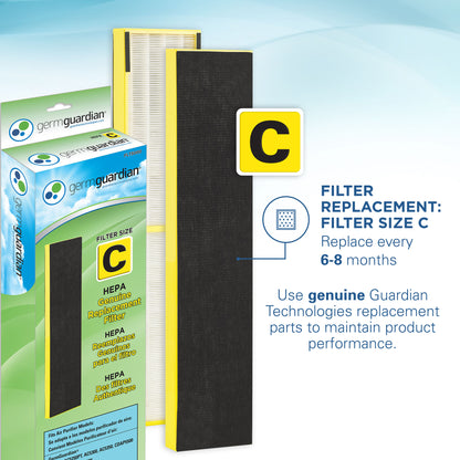 GermGuardian CDAP5500 HEPA PURE™ 28" Tower Air Purifier (5-speed 3-stage UV-C filtration, black)