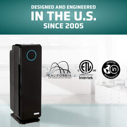 GermGuardian AC4300 Elite Purificateur d'air 5 en 1 avec filtre Pet Pure HEPA, désinfectant UV-C et réduction des odeurs, tour de 22 pouces (noir)