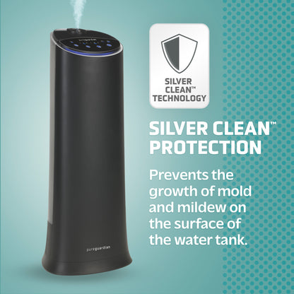 PureGuardian H3200 Ultrasonic Cool Mist Humidifier Tower with Aromatherapy Tray, 1.5-Gallons (black)