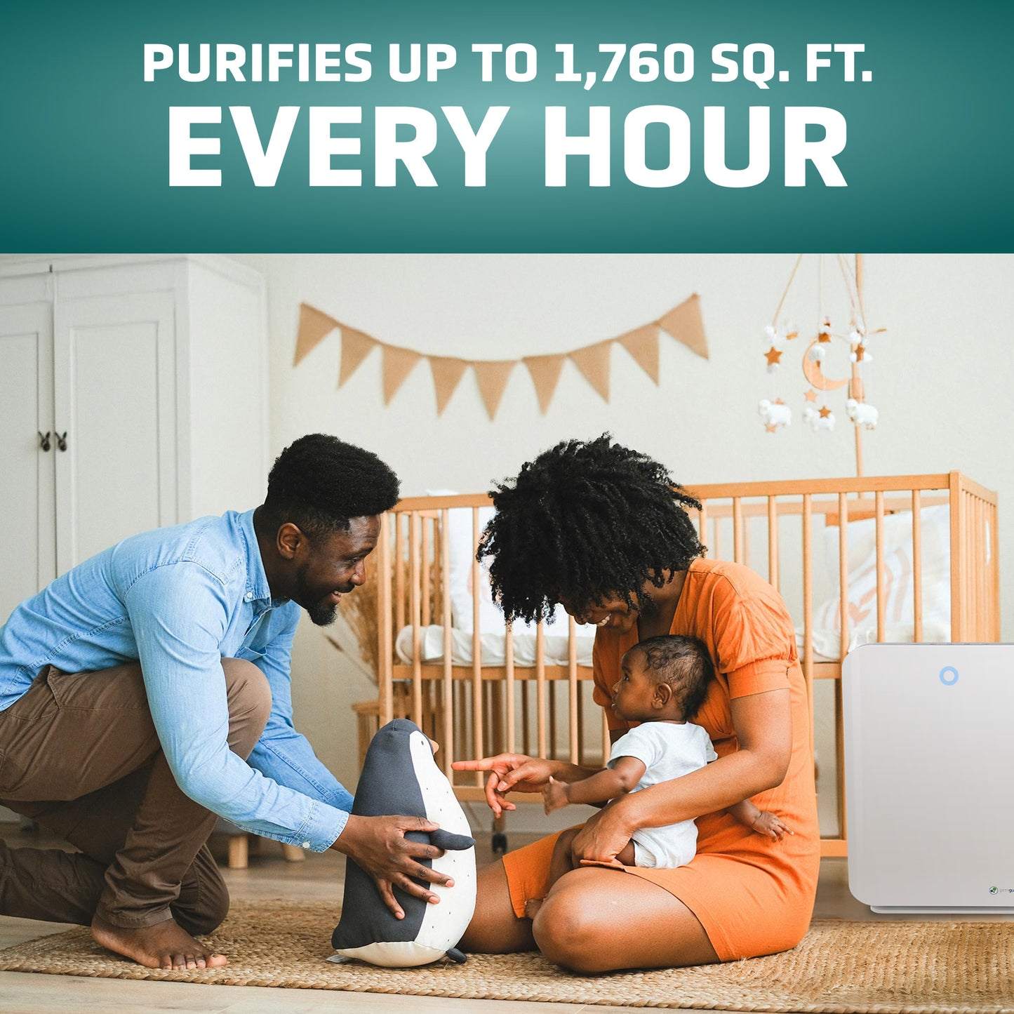 GermGuardian AC5900 HEPA PURE™ 21" Console Air Purifier (3-speed 4-stage filtration, white)