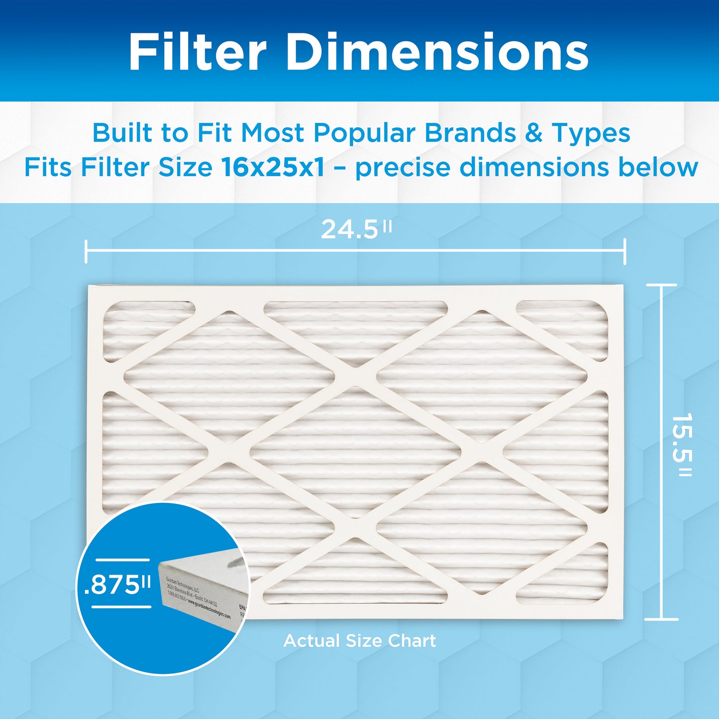 GermGuardian Furnace Air Conditioner Air Filters (MERV12, 16" x 25" x 1", 4 count)
